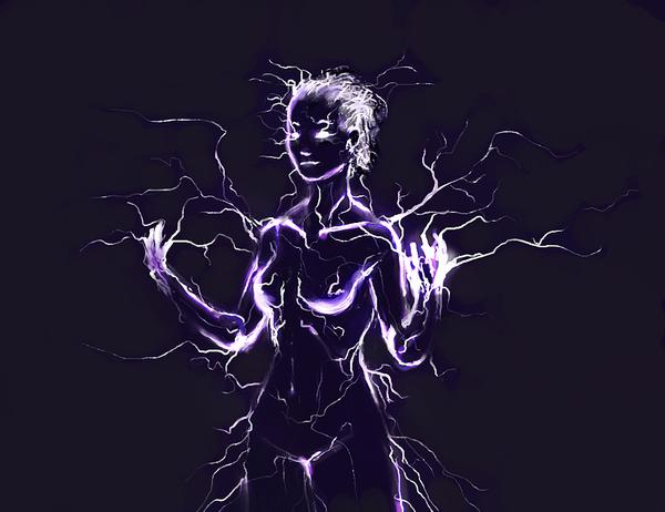 A drawing of a woman made of lighting in a storm

lightning elemental by vij 8 via Deviant Art